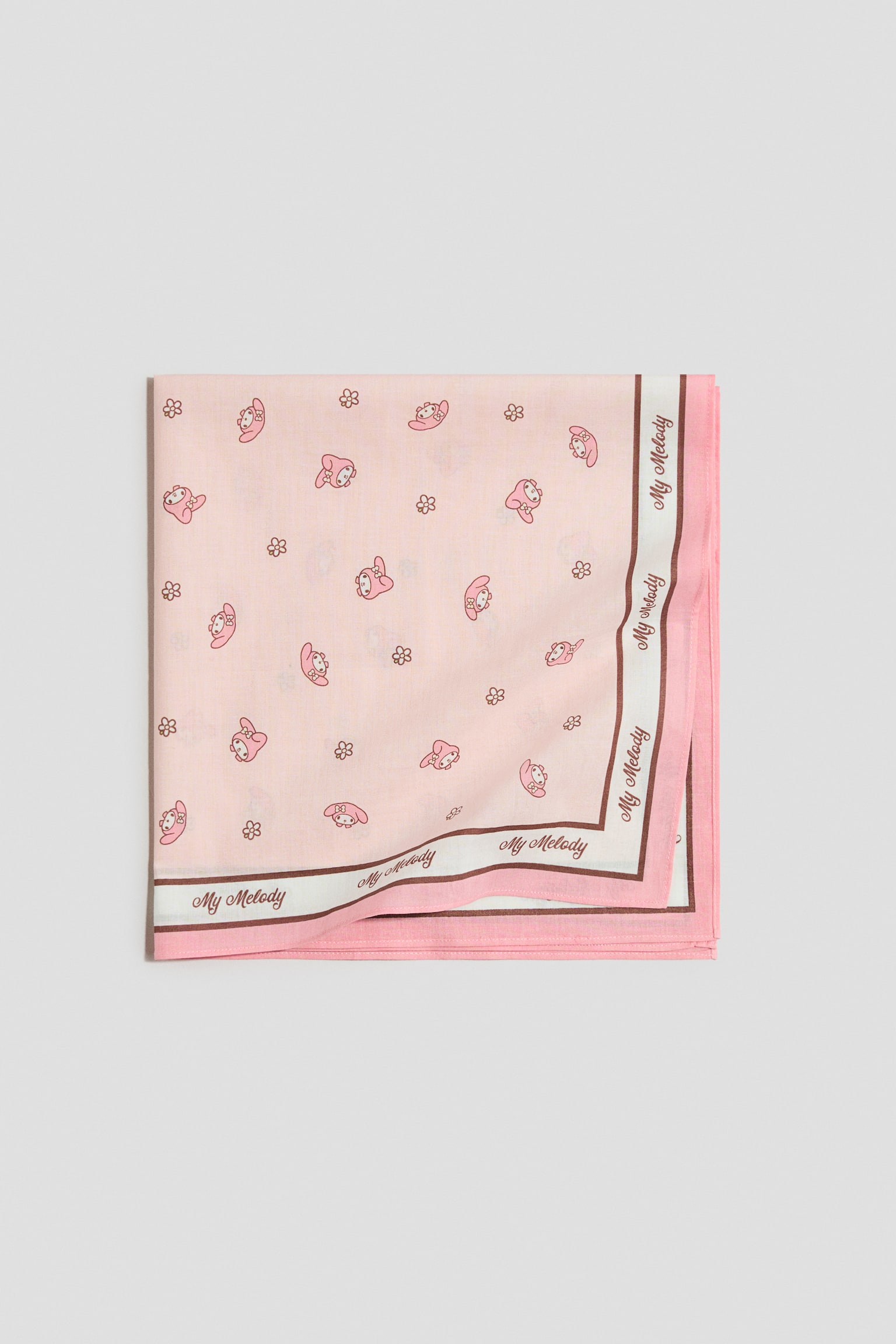 Бавовняна хустка з принтом - Світло-рожевий/My Melody/Кремовий/Hello Kitty - 2