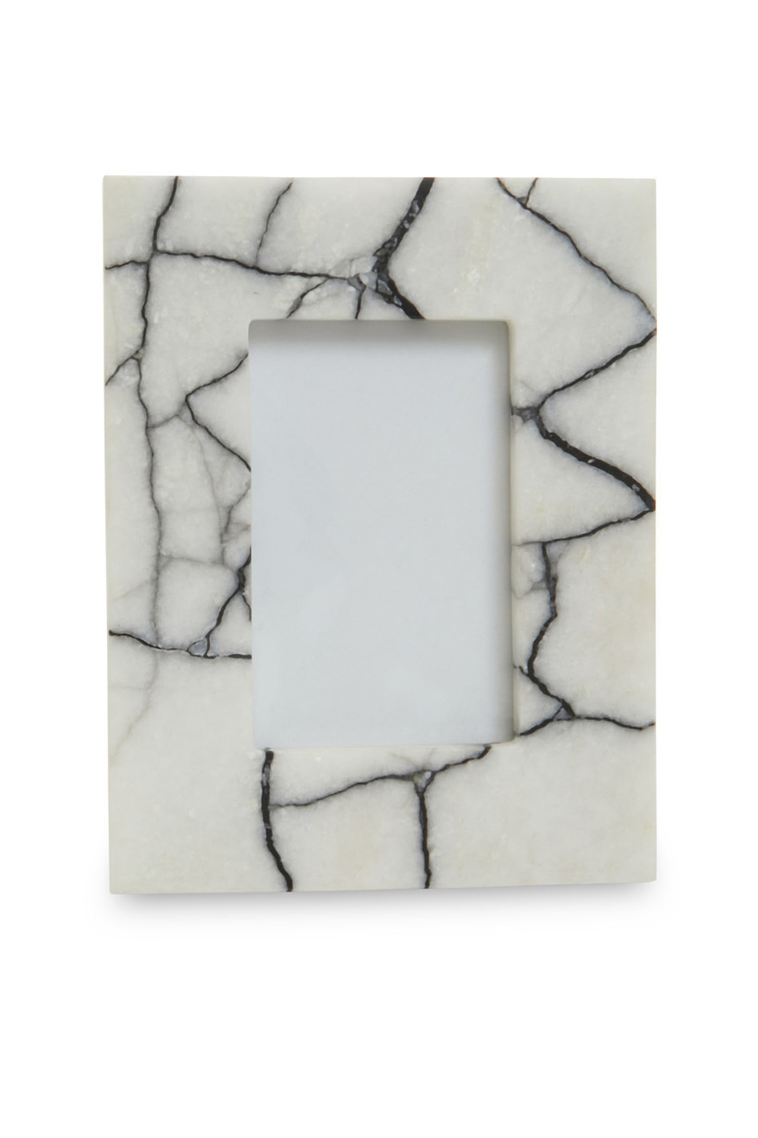 Marmara Small Black And White Marble Photo Frame - White - 3