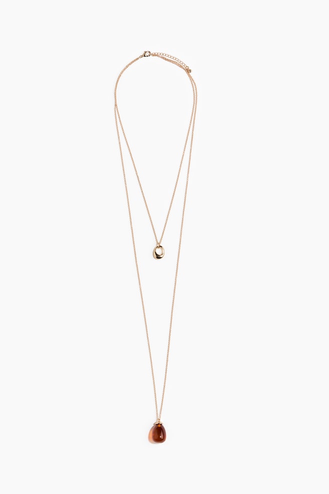 Double-Strand Pendant Necklace - Gold-colored - 1