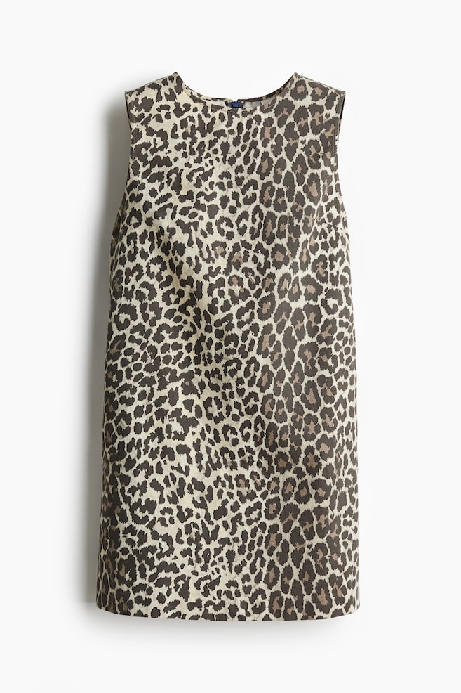 Ärmelloses Twillkleid - Hellbeige/Leopardenprint - 1