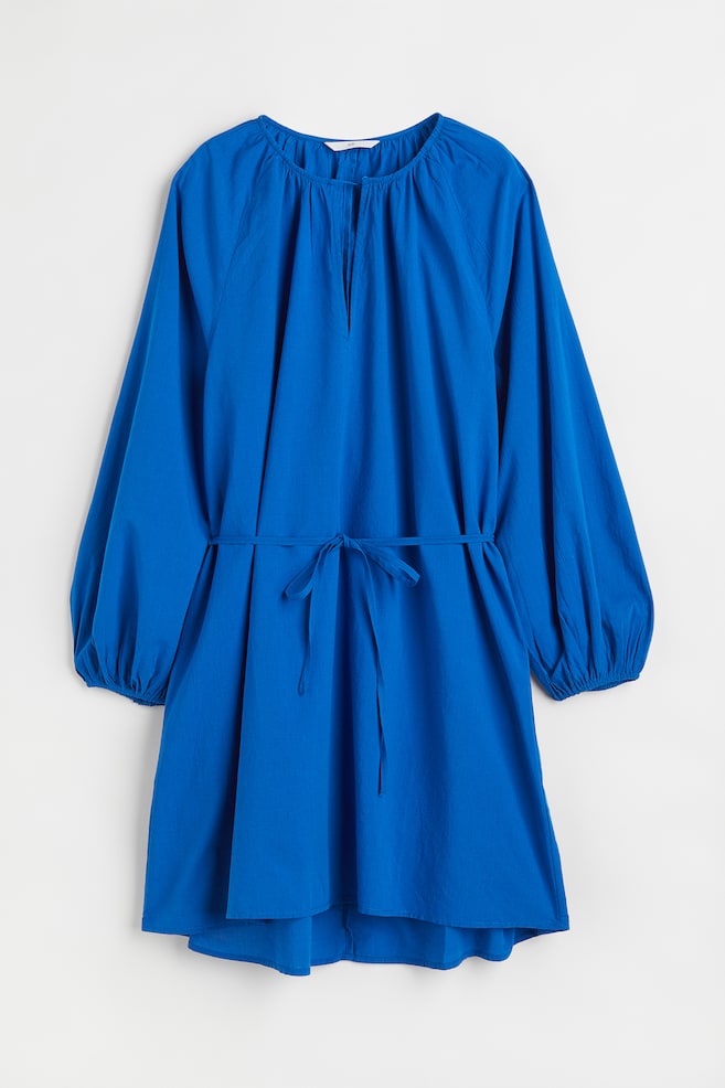 Balloon-sleeved dress - Bright blue - 1