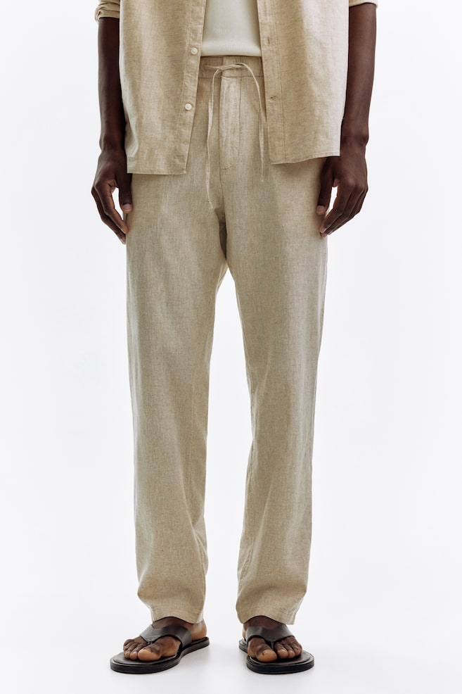 Broek van linnenmix Regular Fit - Roomwit - 5