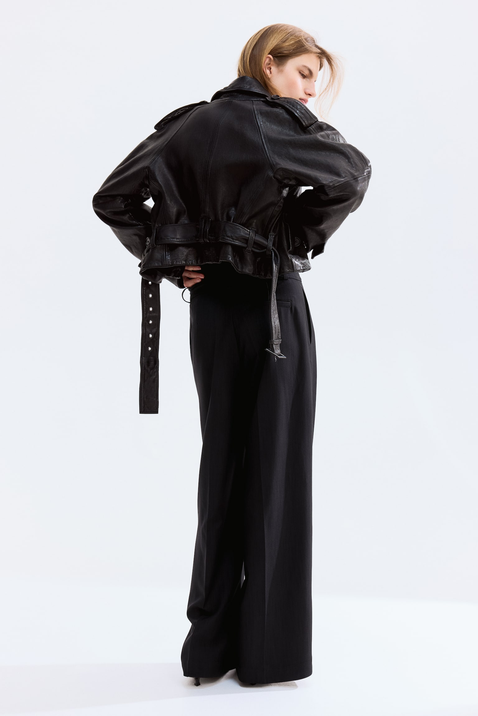 Wide tailored trousers - Black/Dark brown/Cream/Light pink - 1