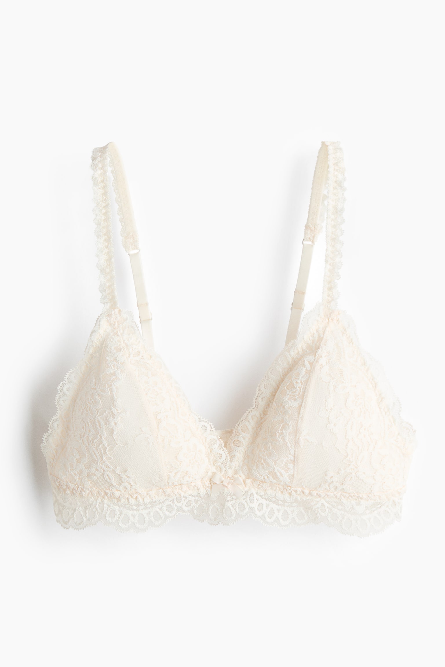 Padded soft lace bra - Cream - 1