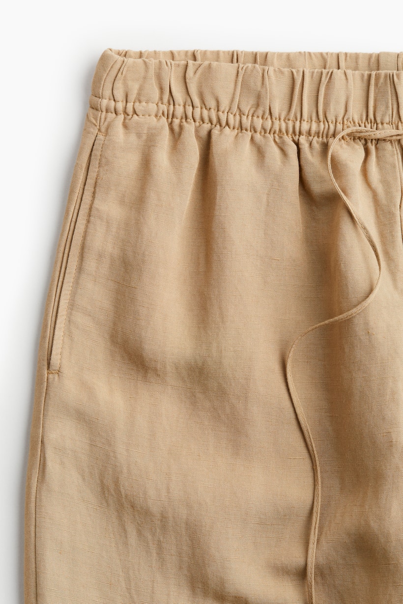 Jupe Midi A-Ligne Marks & Spencer – Lin Mélangé Bleu – Taille 16 – Élastiquée