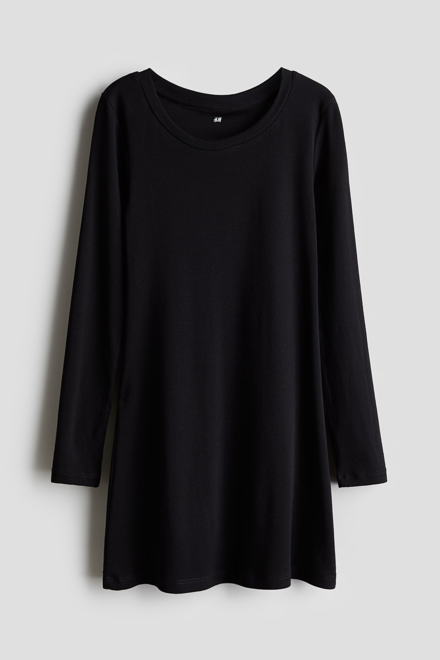 Long-sleeved jersey dress - Black/Pigeon blue - 1