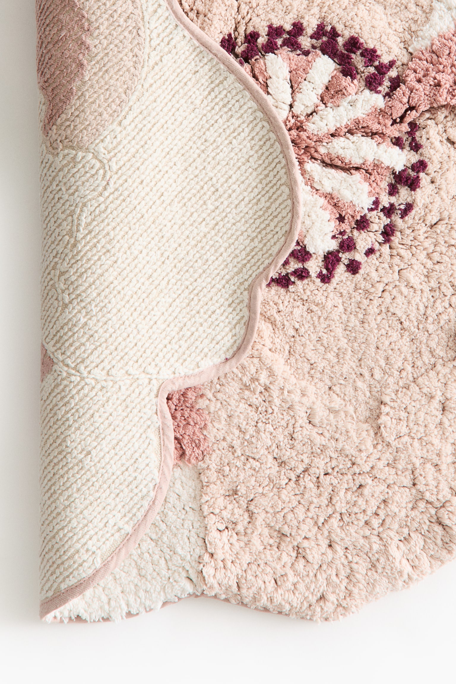 Tufted flower-shaped bath mat - Powder pink/Flower/Light beige/Flower - 4