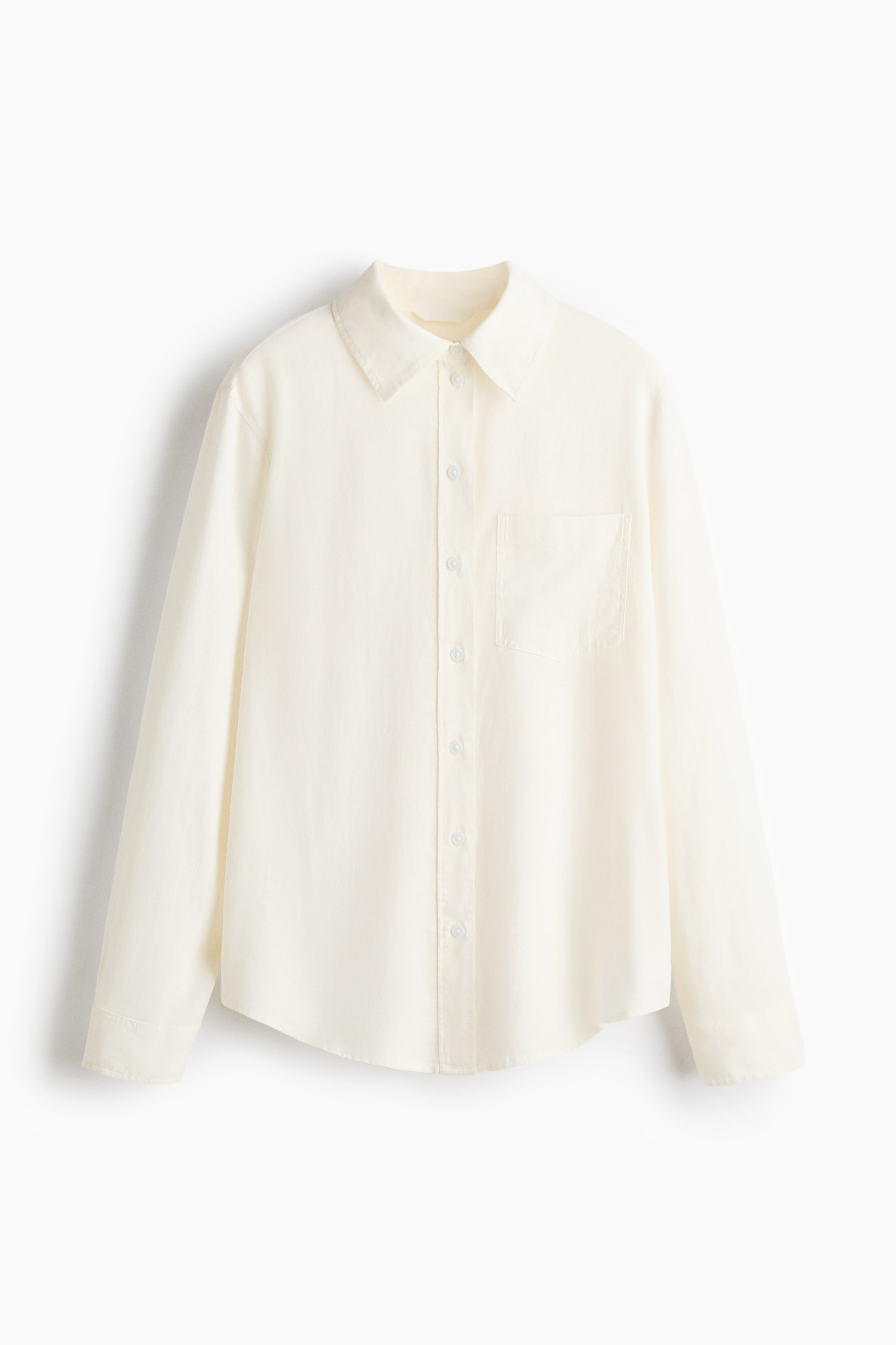 View larger image: Linen-Blend Shirt - White - Ladies | H&M US 4