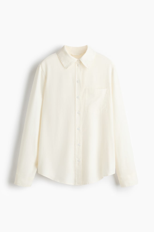 Linen-Blend Shirt - White - 1