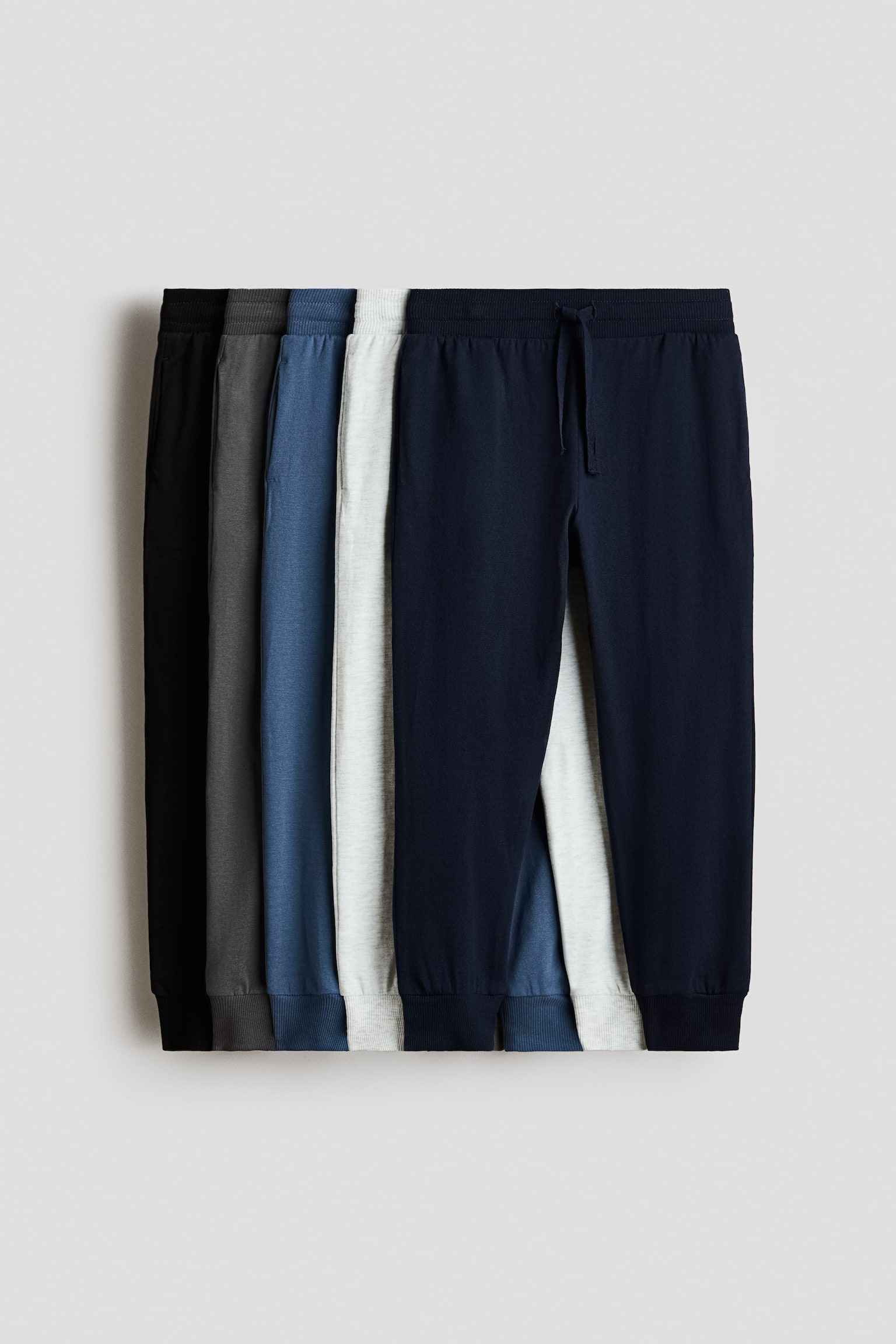5-pak joggers i bomuld - Blå/Grå/Sort