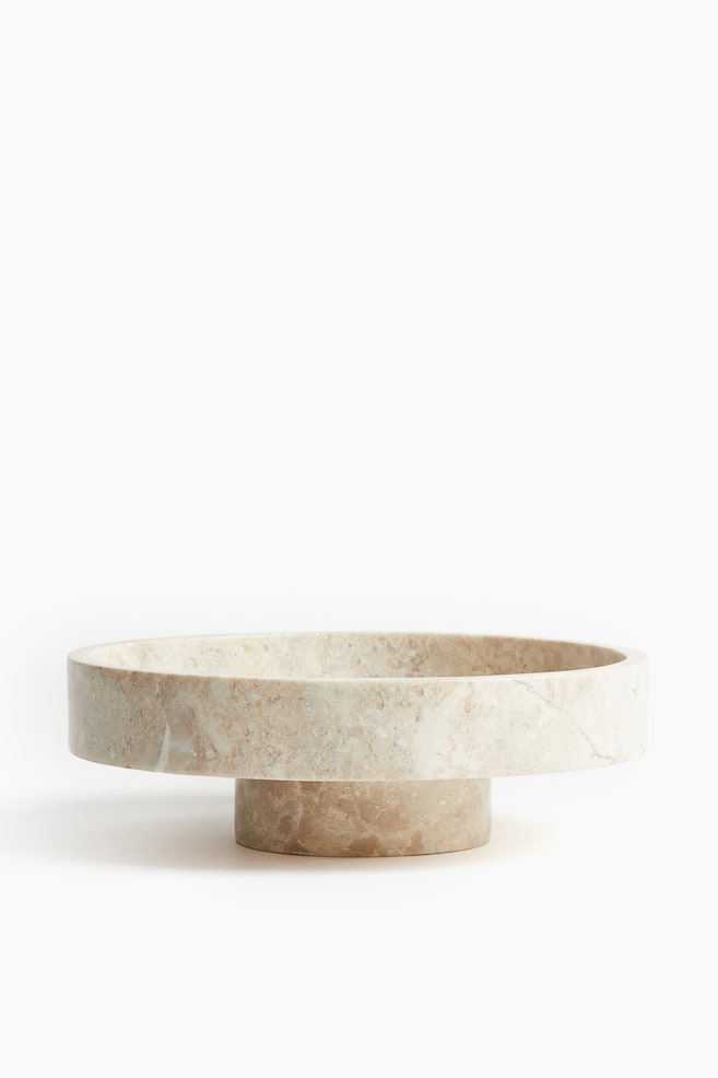 Bol de service en marbre sur pied - Beige - 1