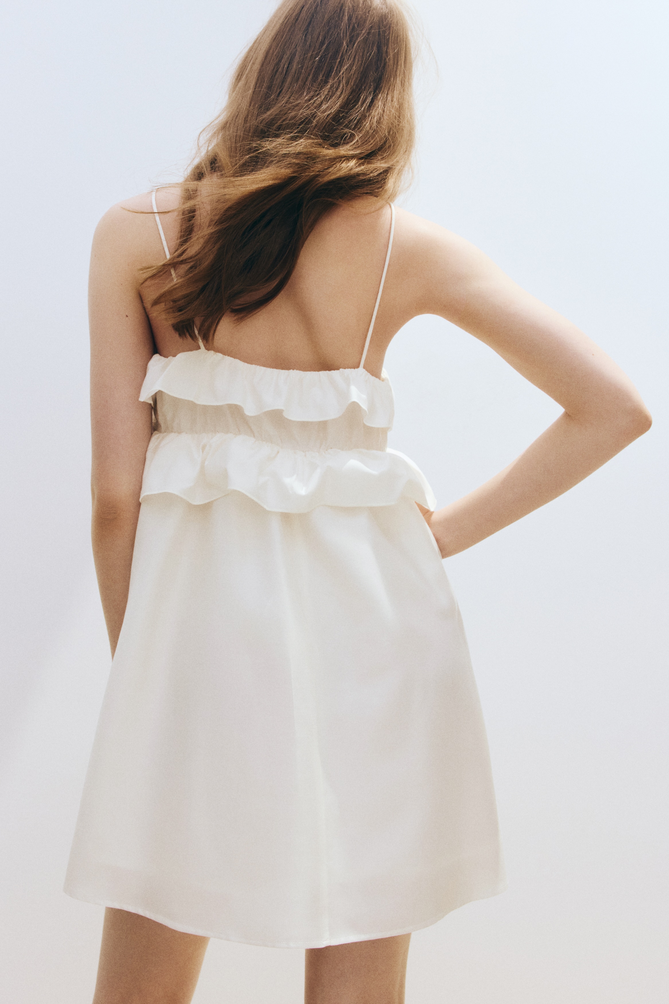 Frill-trimmed strappy dress
