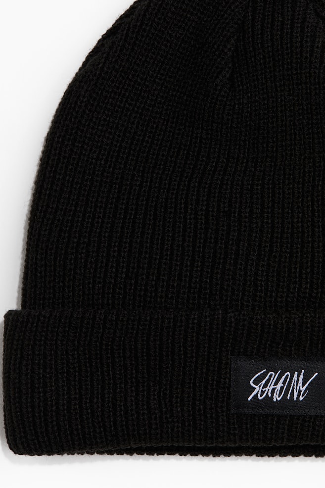 Rib-Knit Beanie-Black/Soho NY - 2
