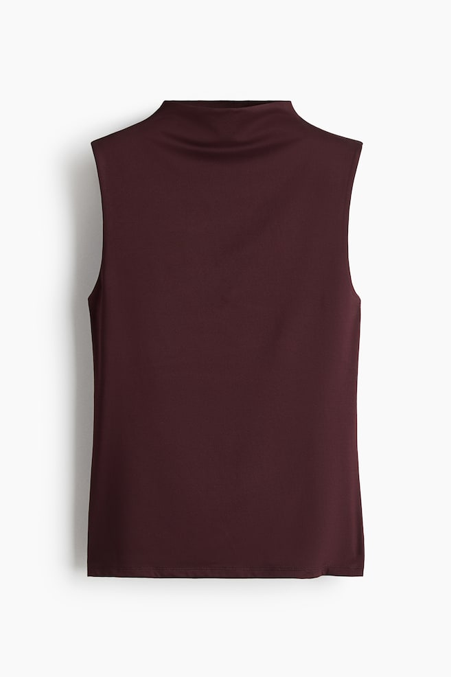 Microfibre turtleneck top - Burgundy - 1