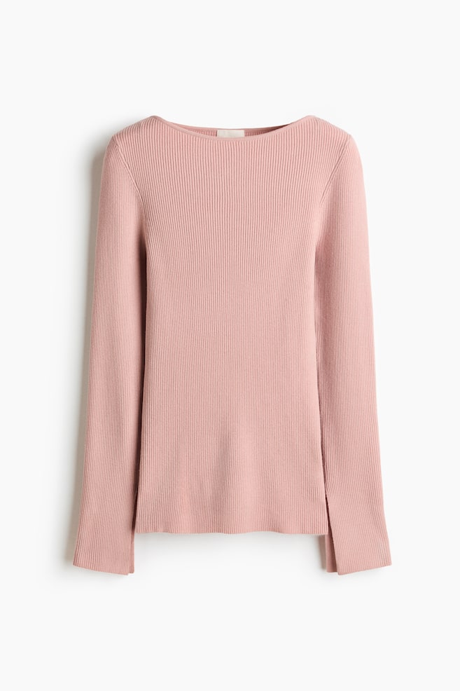 Rib-Knit Top - Light pink/Gray melange/Light beige - 1