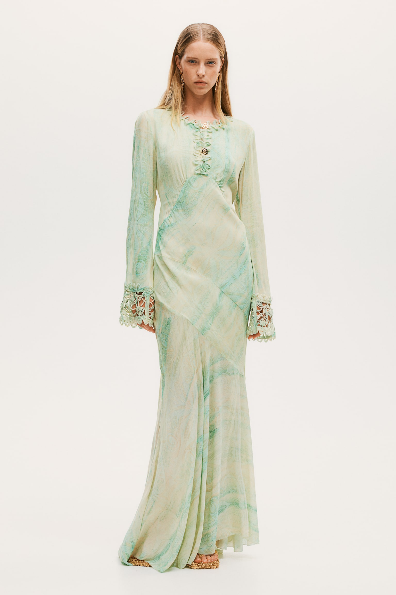 Embellished patterned dress - Mint green/Patterned - 1