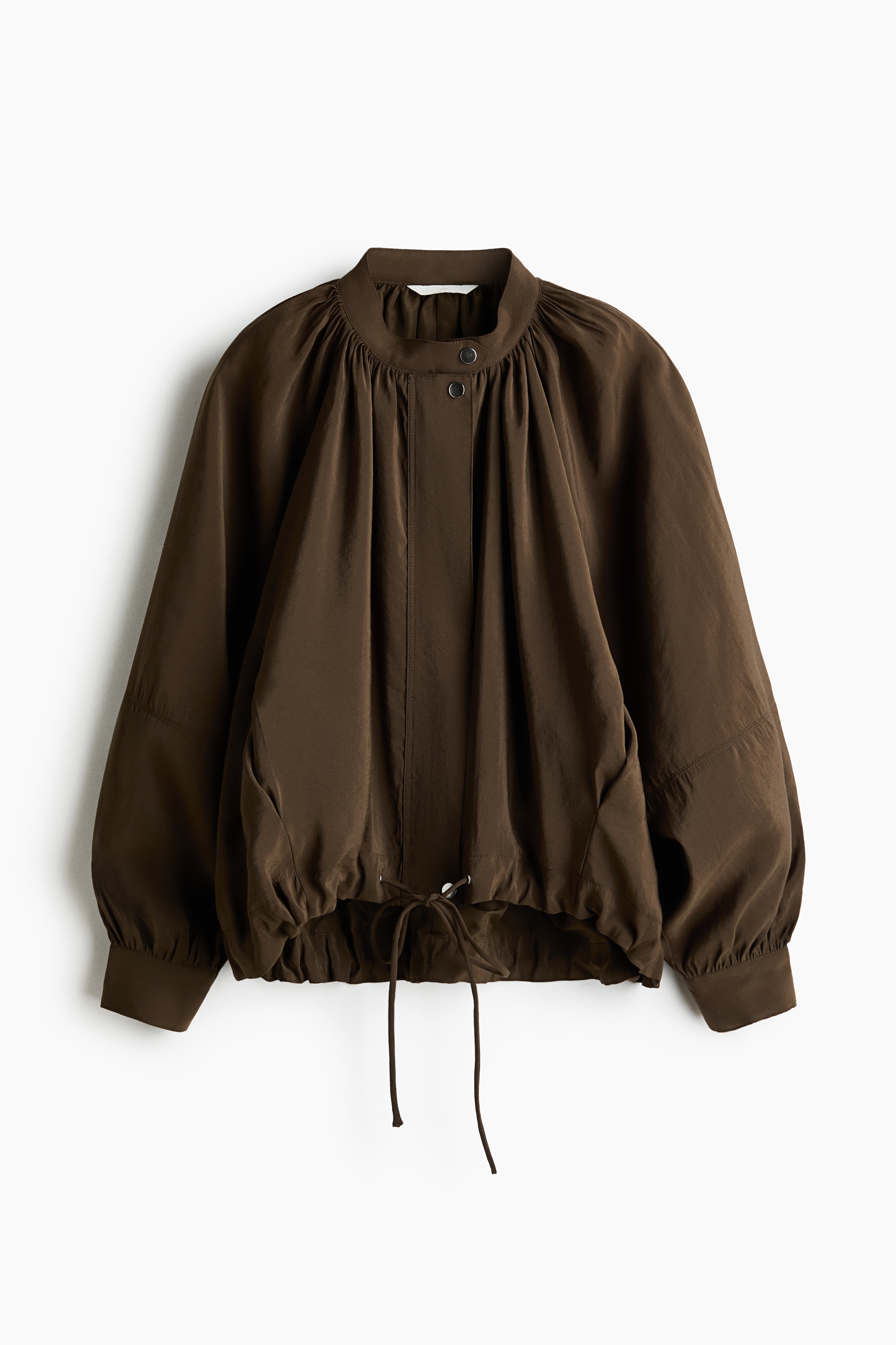 Balloon-sleeved modal jacket - Dark khaki green