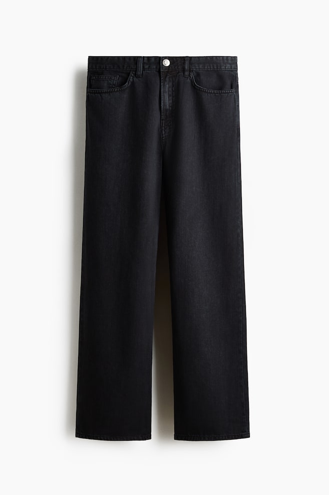 Relaxed-Fit Cotton Pants - Denim black/Taupe - 1