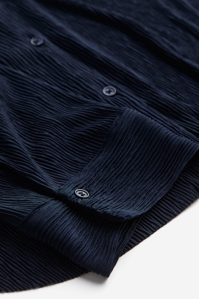 Crinkled loungewear shirt - Navy blue/Black - 4