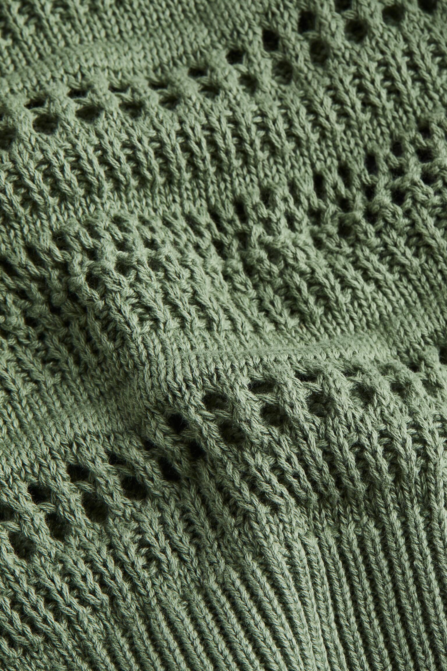 Crochet Look Sweater - Khaki green - 2