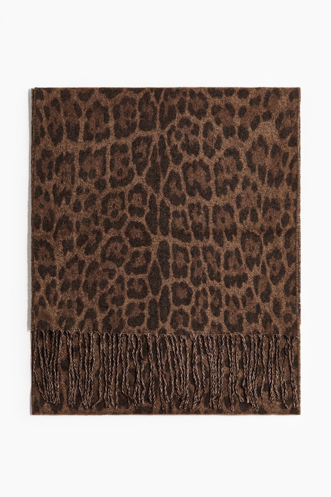 Scarf - Dark beige/leopard print/Cream - 1
