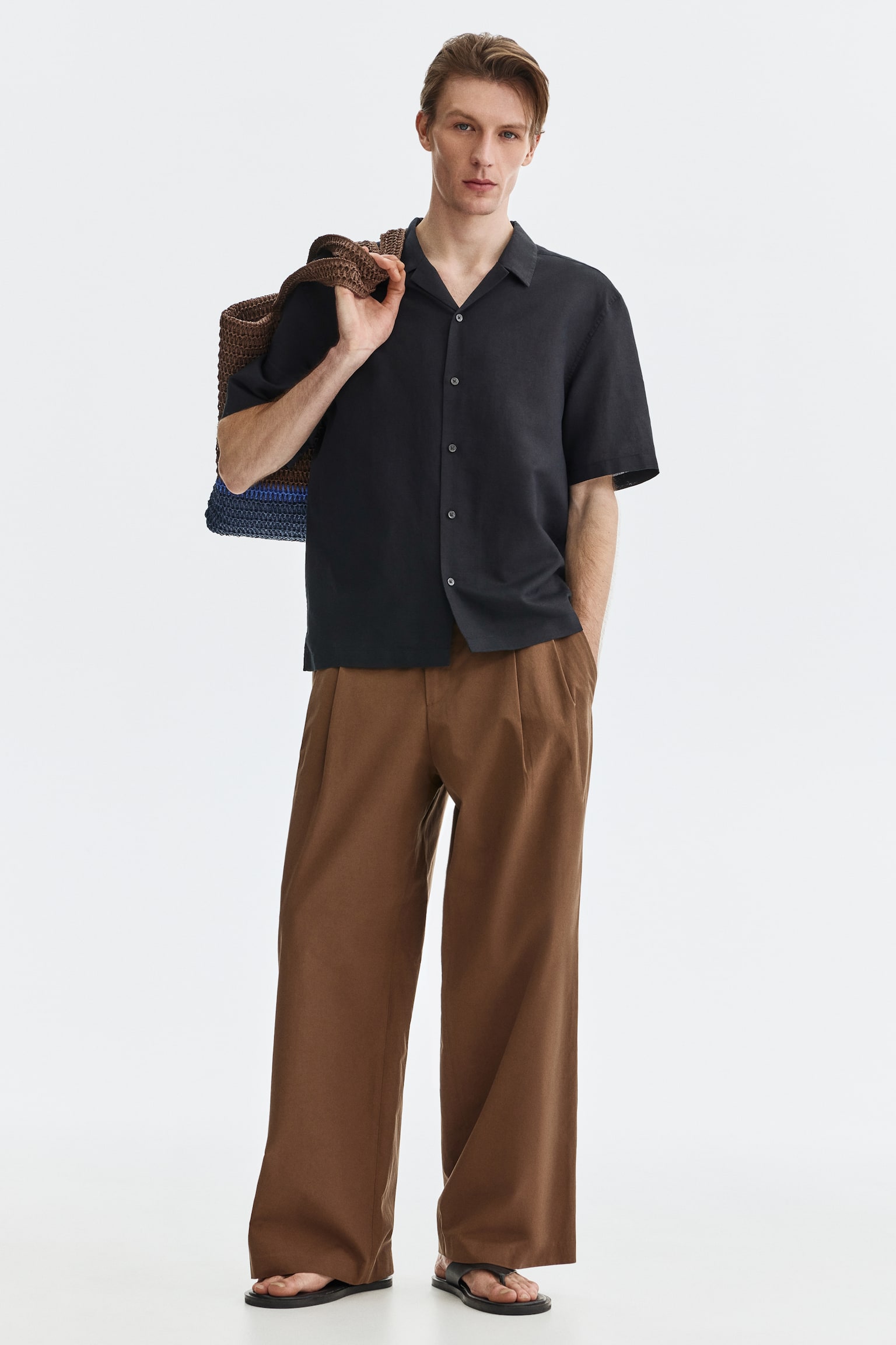 חולצת ריזורט מתערובת פשתן Relaxed Fit - 7