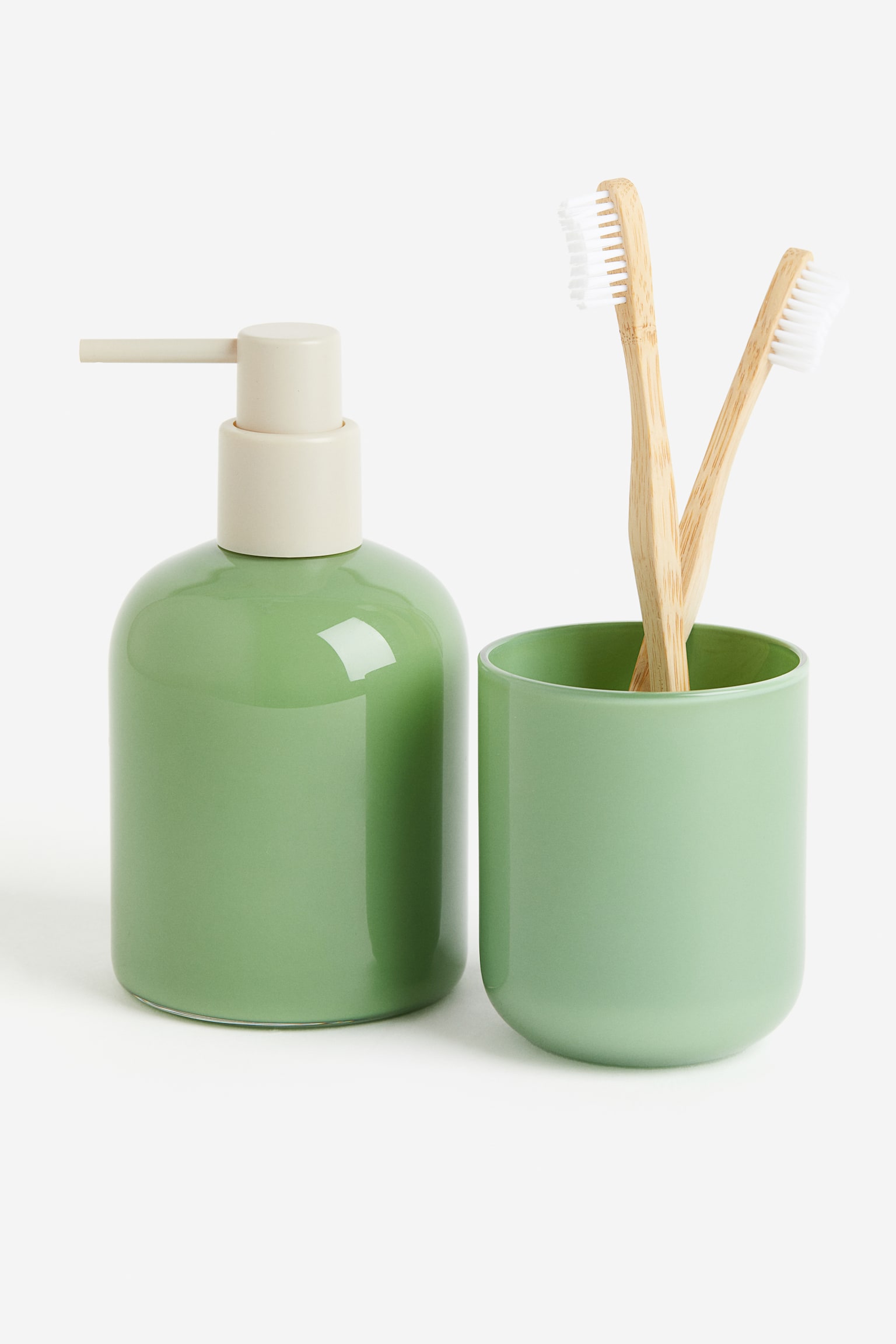 Glass soap dispenser - Green/Light grey - 2