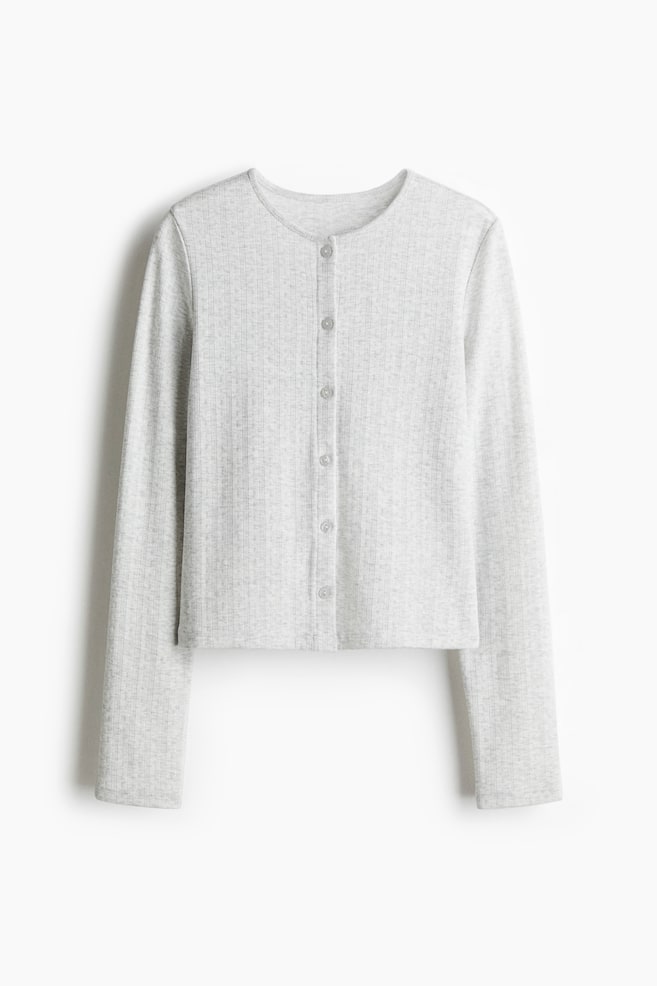Pointelle jersey cardigan - Light grey marl - 1