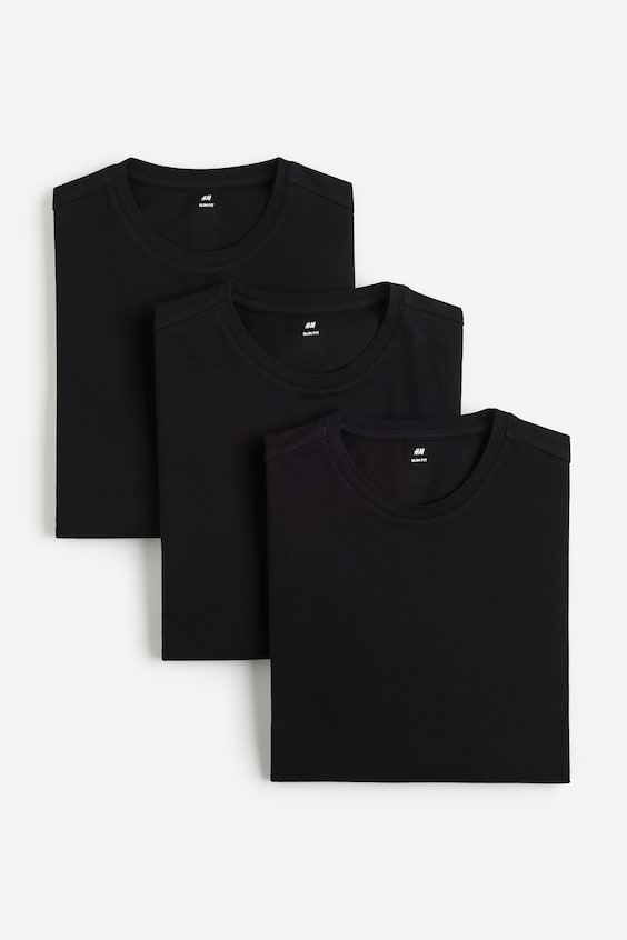 Мужские рубашки H&M 3-pack Slim Fit Jersey Shirts