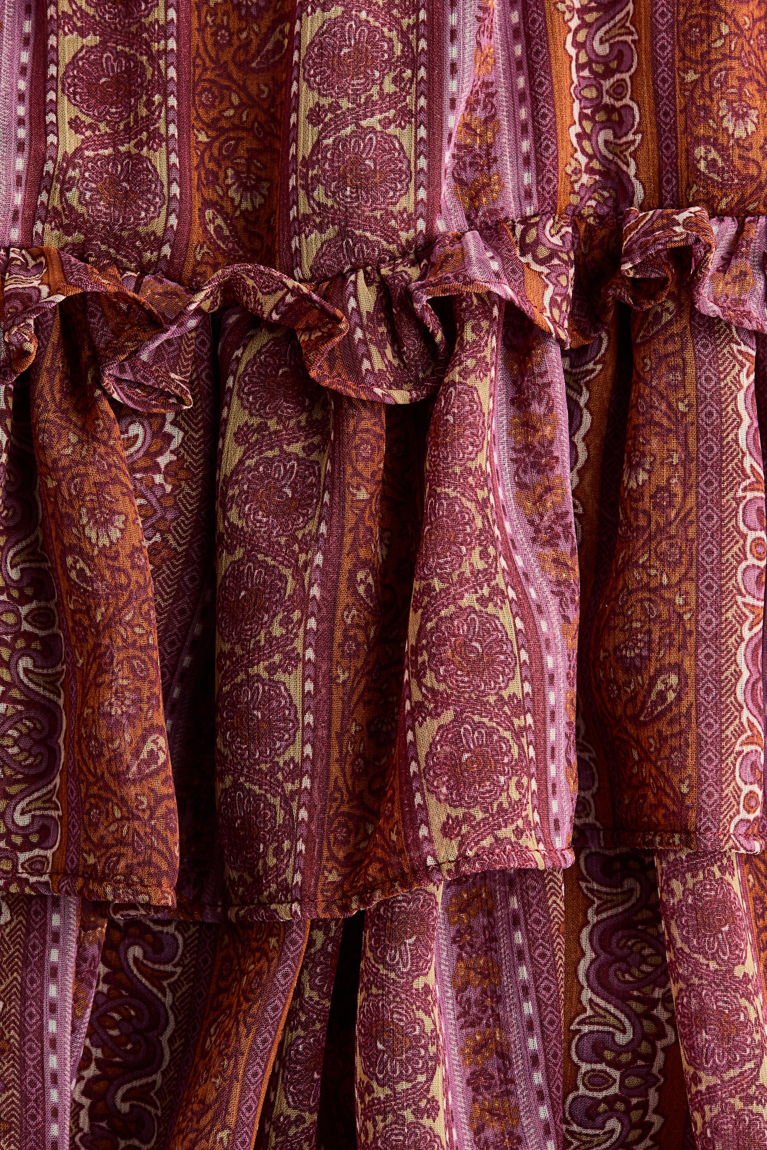 Tiered chiffon mini skort - Orange/Paisley pattern - 6