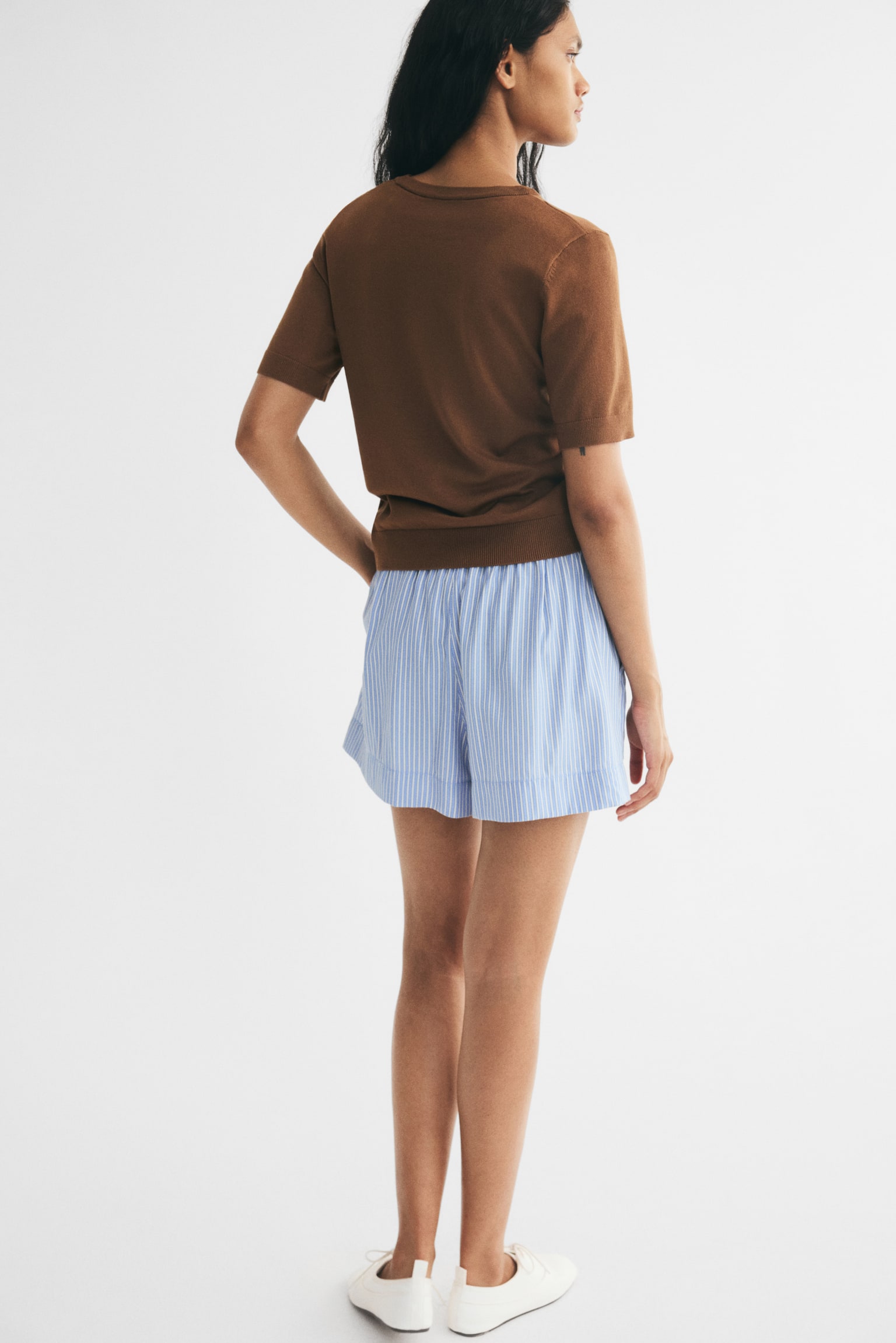 Женский свитер H&M Short-Sleeved Fine-Knit, цвет: Коричневый — фото 4