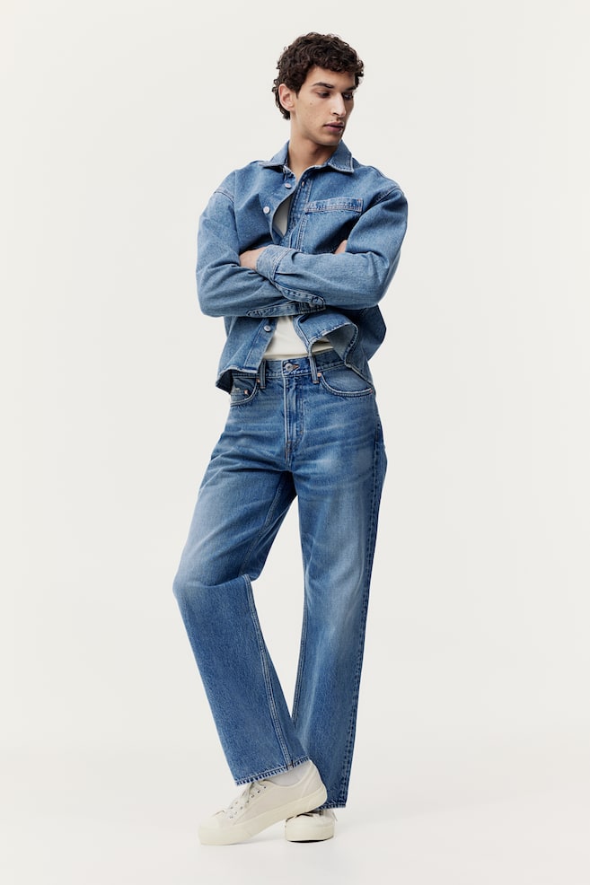 Straight Relaxed High Jeans - Denimblå/Lys denimblå/Sort - 1