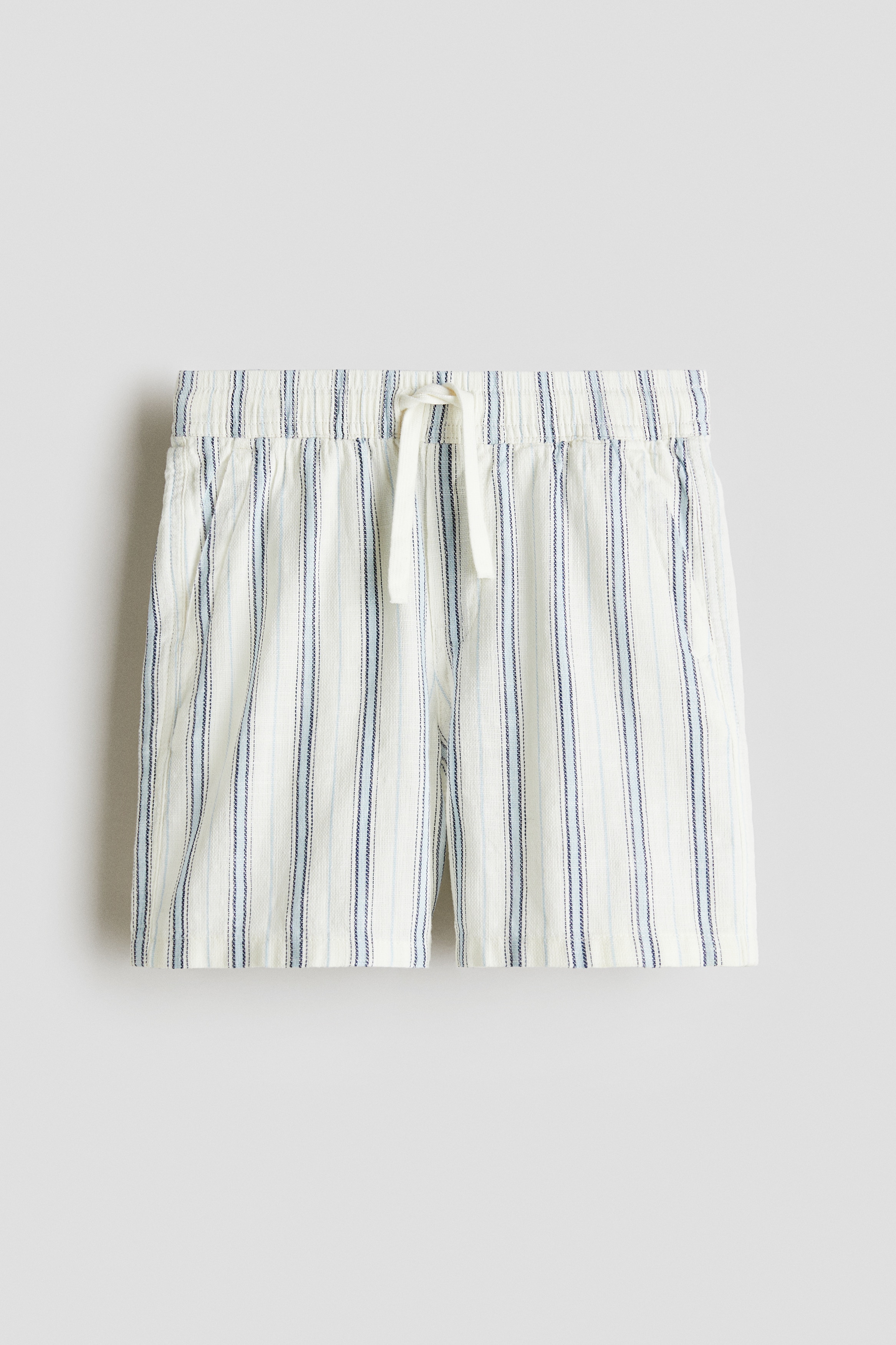 Short en coton - Bleu clair/rayures blanches/Blanc/rayures noires