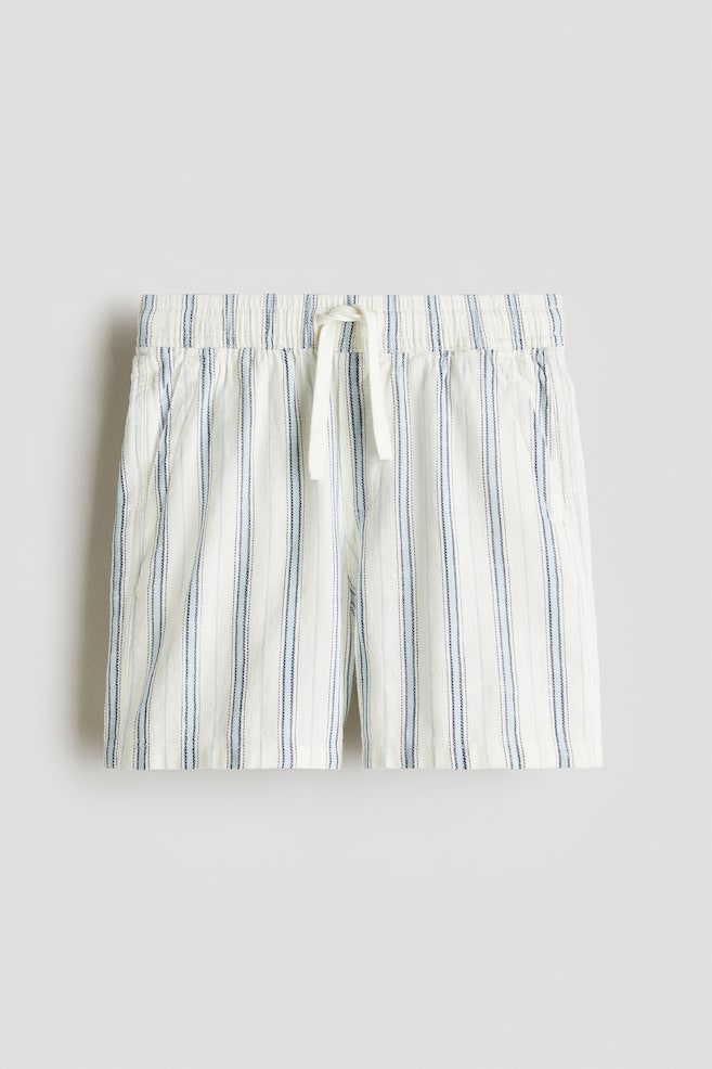 Short en coton - Bleu clair/rayures blanches/Crème/rayé - 1