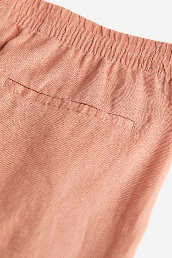 Pantaloni in lino Regular Fit - Rosa salmone/Crema/Nero/Beige scuro - 5