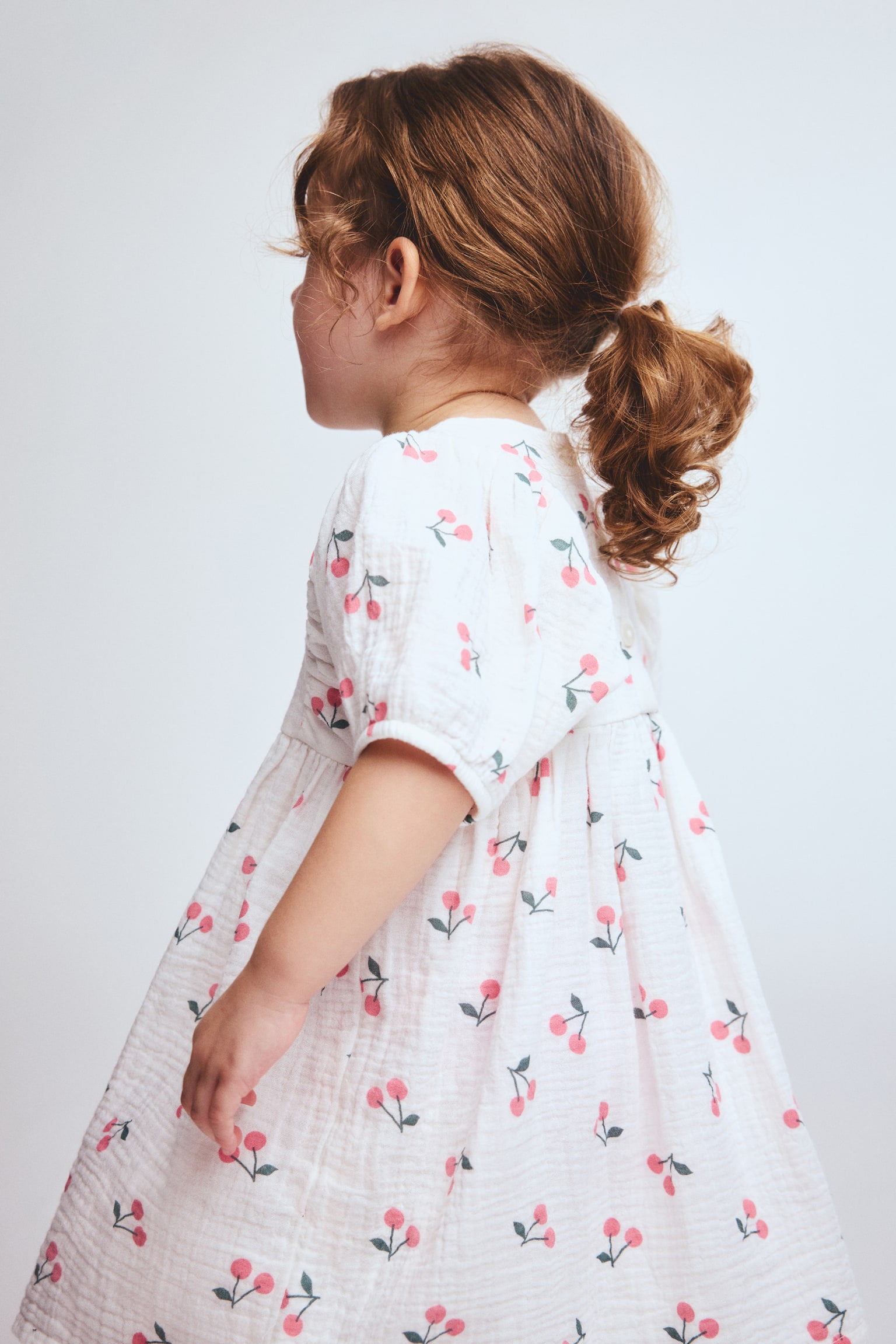 Cotton muslin dress - White/Cherries/Light pink/Hearts/Light beige/Hearts - 5