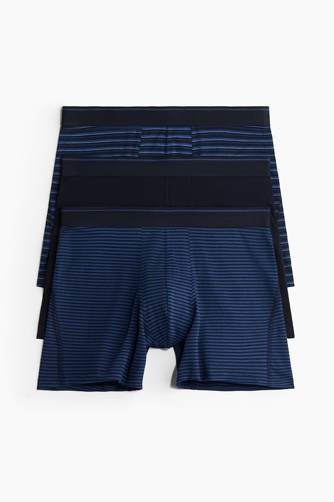 3-pack mid trunks with Lycra® - Blue/Striped/Black/Striped - 1