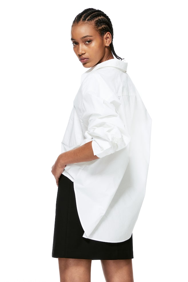 Oversized cotton shirt - White - 6