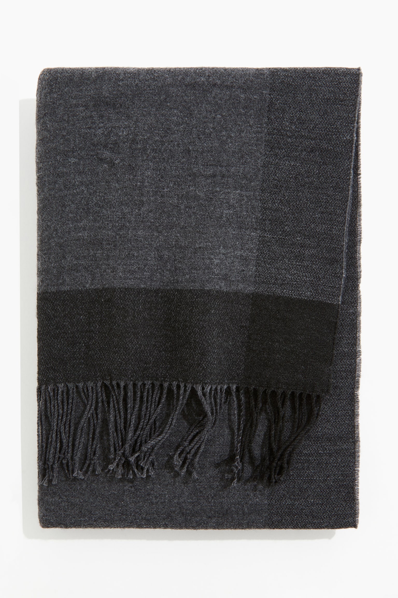 Fringed blanket - Dark grey/Beige marl/Olive green - 1