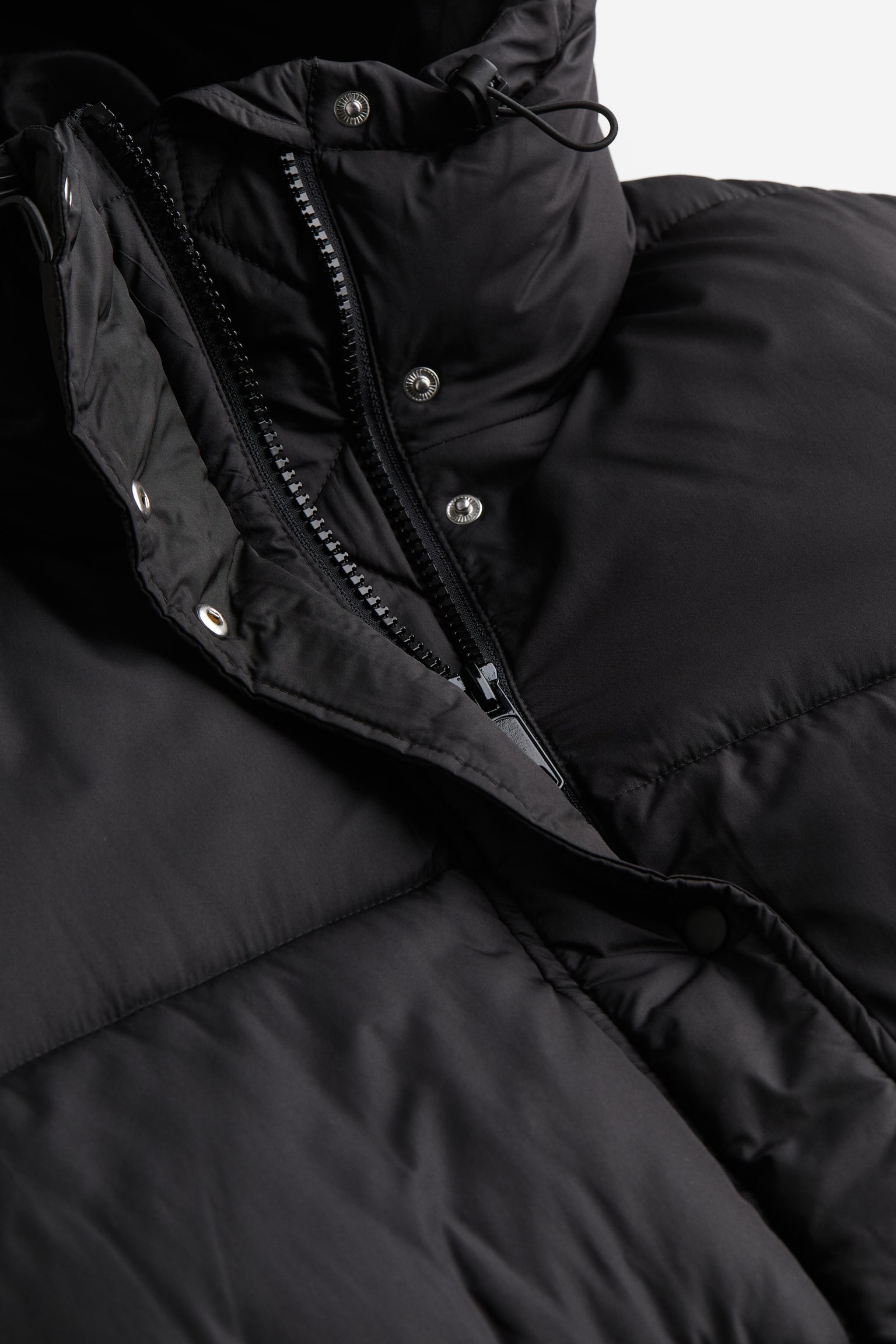 Hooded Puffer Jacket - Black - 2