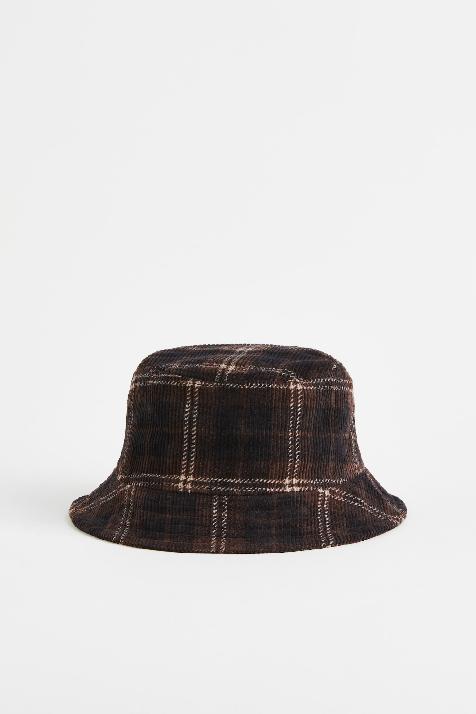 Corduroy bucket hat - Dark brown/Checked - 1