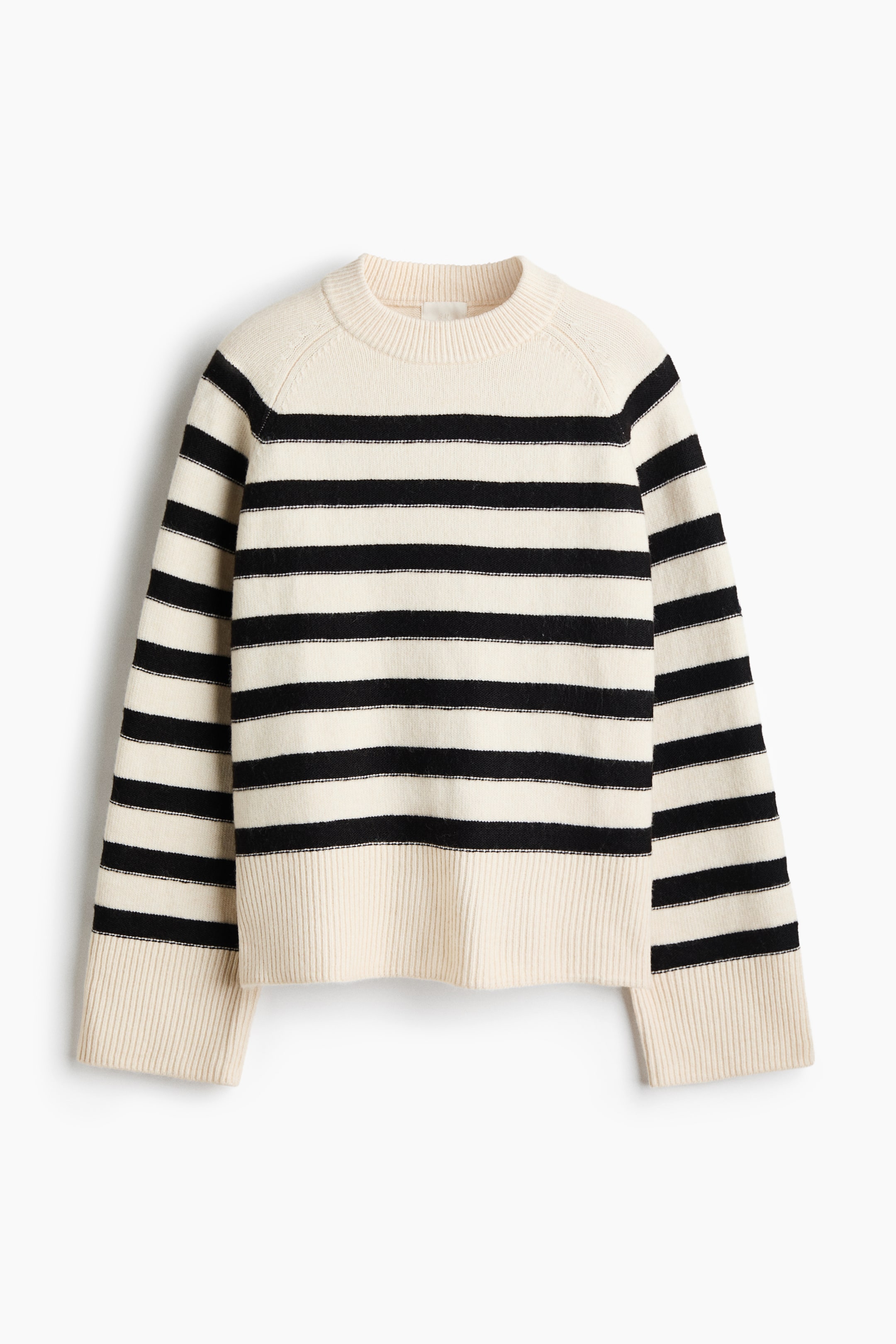 View larger image: Raglan-sleeved jumper - Cream/Black striped - Ladies | H&M 1