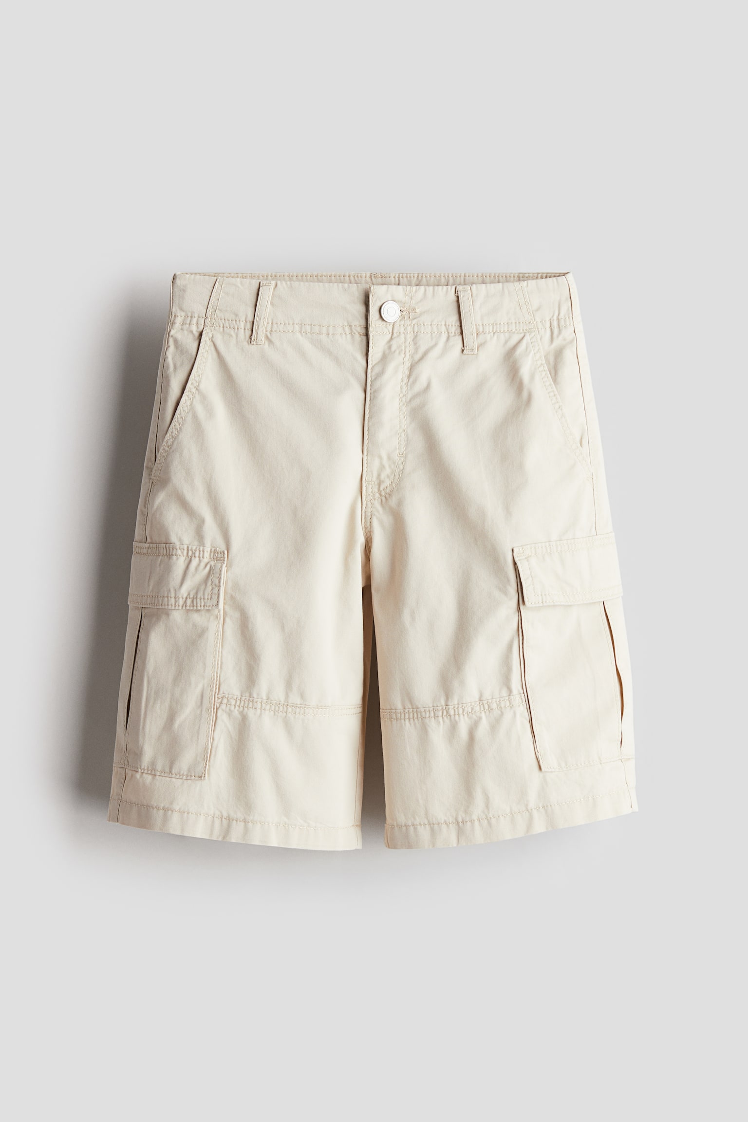 Cotton cargo shorts - Light beige/Grey - 1