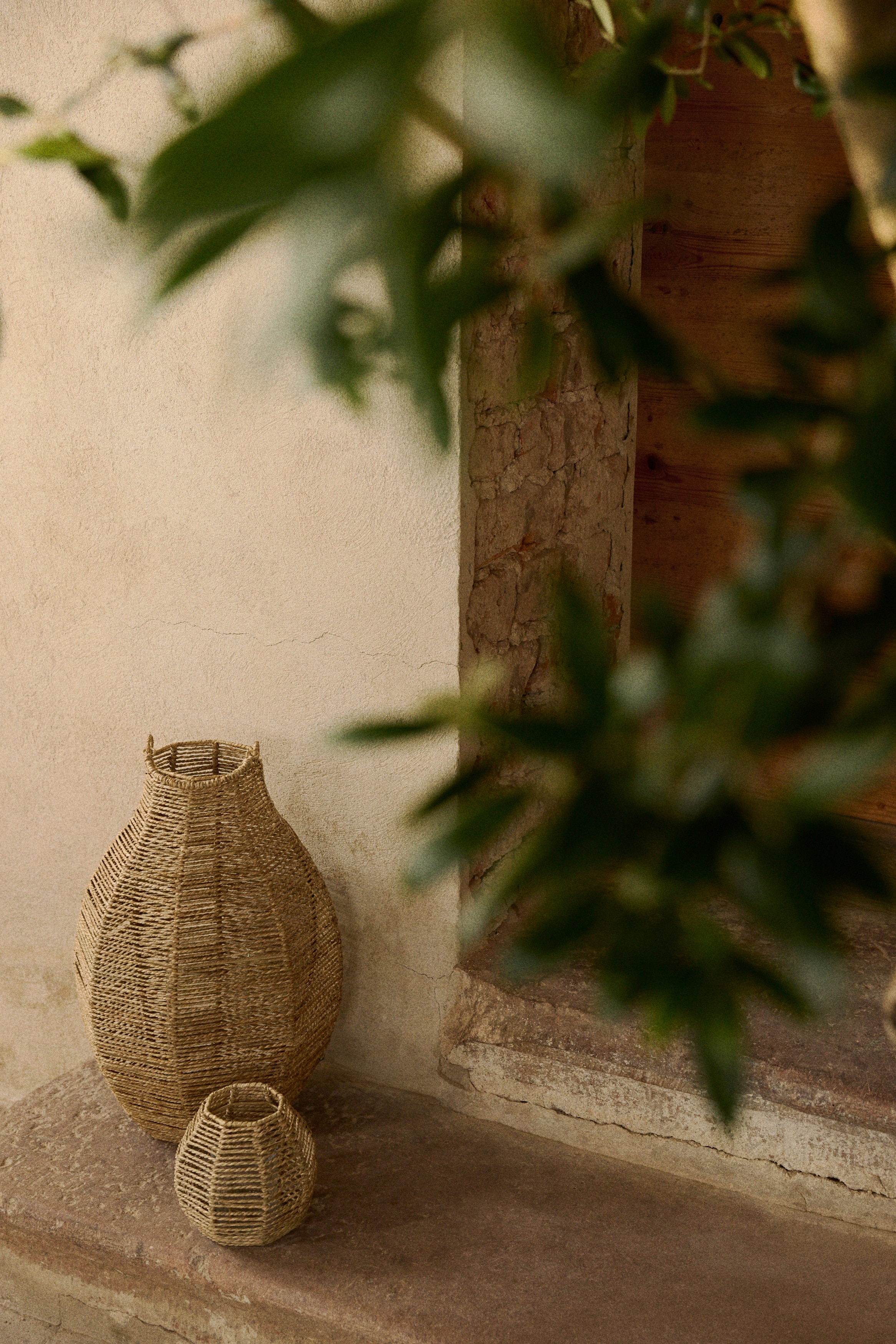 Extra-large seagrass lantern - Beige