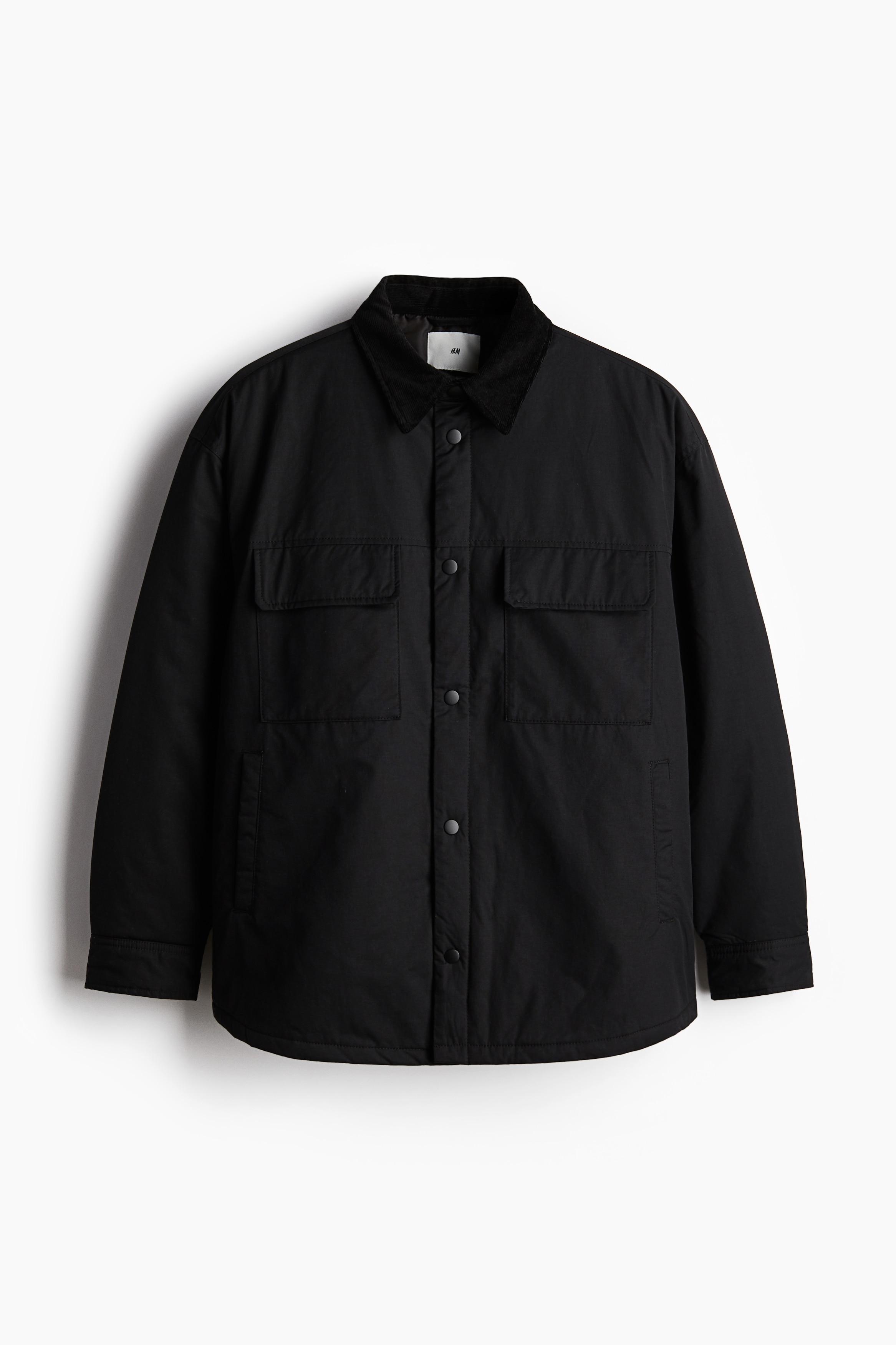 H m ルーズフィット パッデッドオーバーシャツ - ブラック - Men | H&M JP