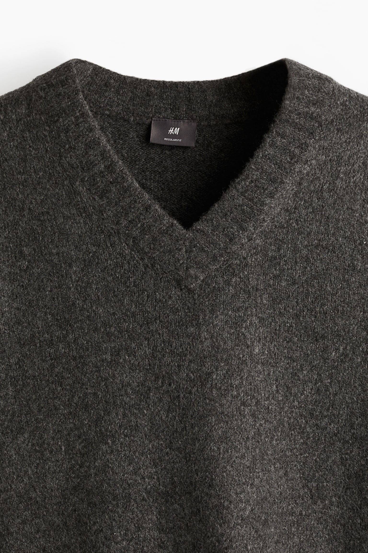 Regular Fit V-neck jumper - Dark grey/Beige - 5