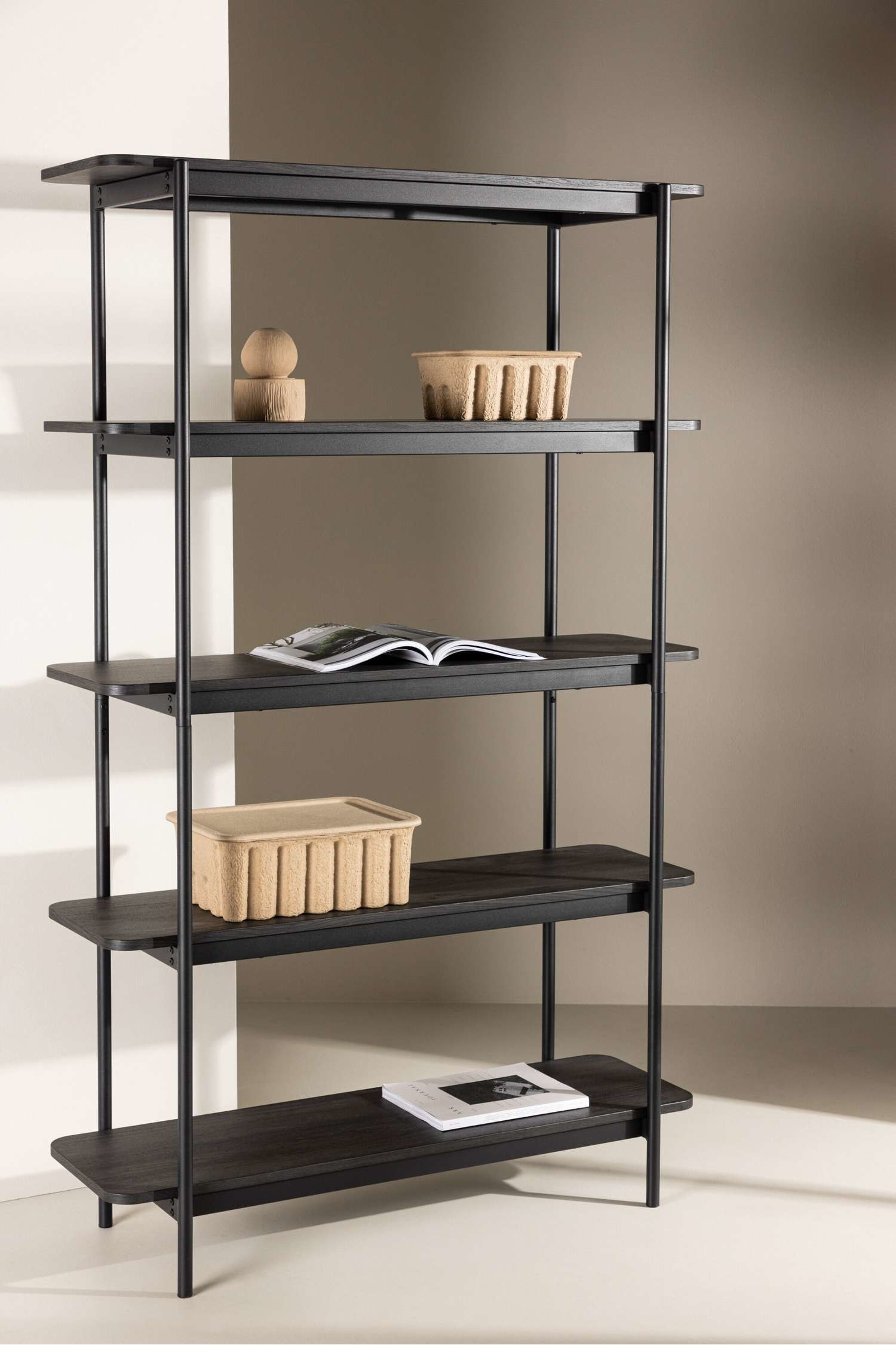 Heim Shelf - Mdf, Black/Mdf, Whitewash