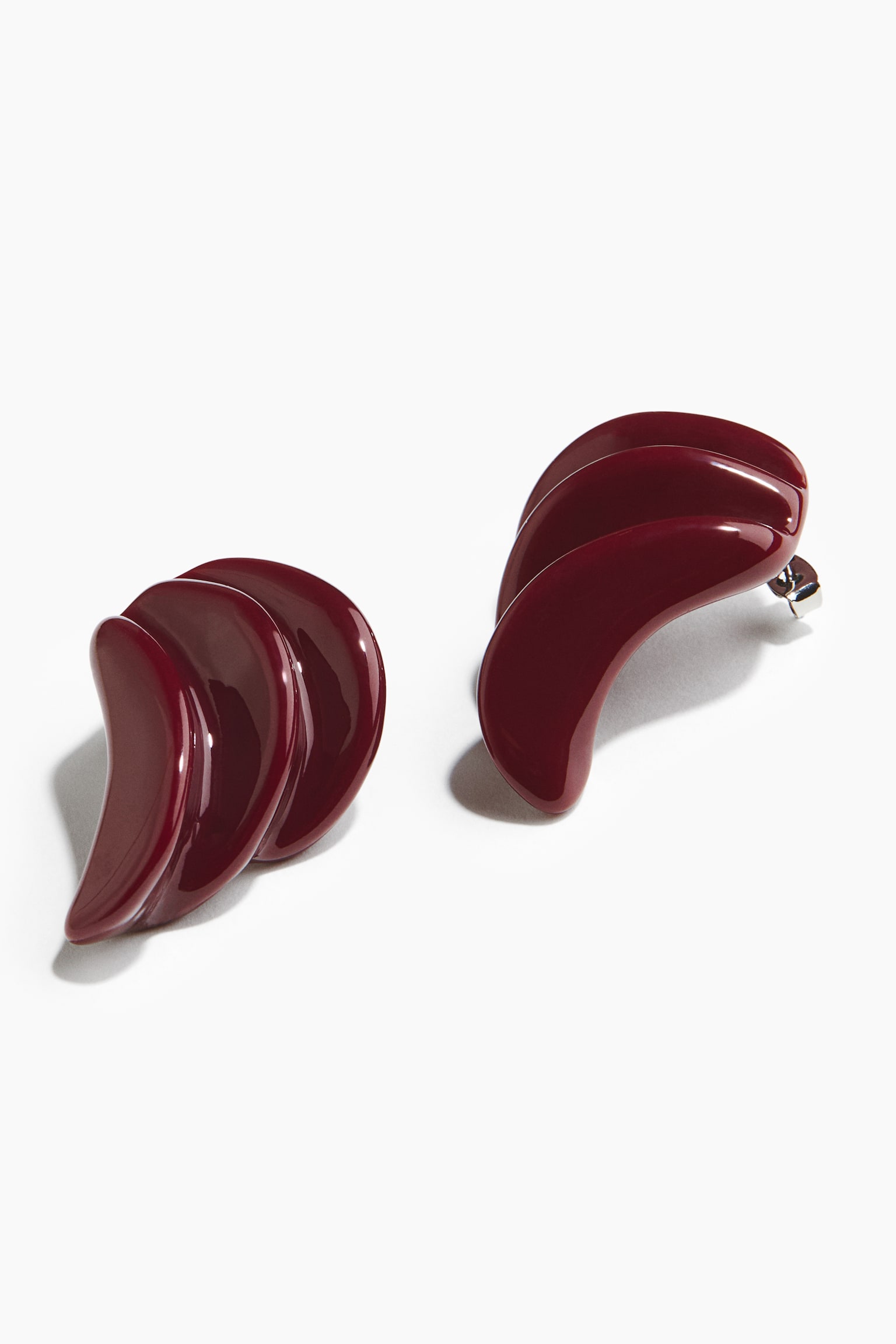 Wing-shaped earrings - Burgundy/Beige/Marbled - 3