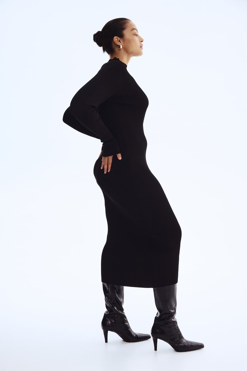 Schwarze Kleider Midi Mini Strick Glitzer H&M DE