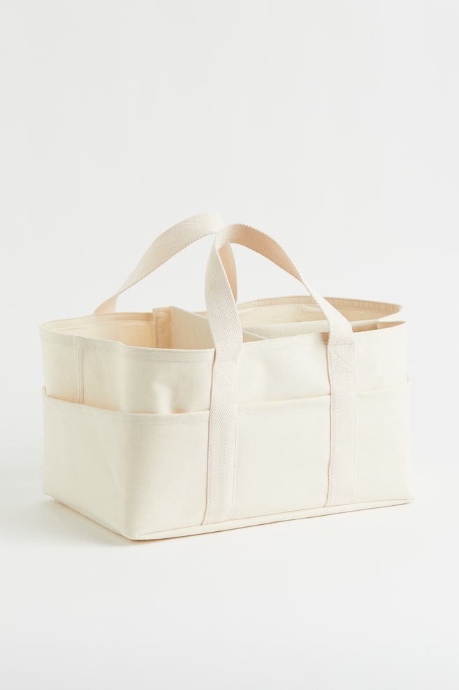 Cotton canvas changing bag - Natural white/Light grey/Light green - 1